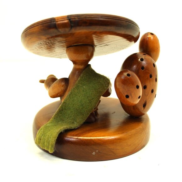 Vintage Mexican Folk Art Wood Hand Crafted Mexican w/Hat Tooth Pick Holder MCM - Picture 3 of 8